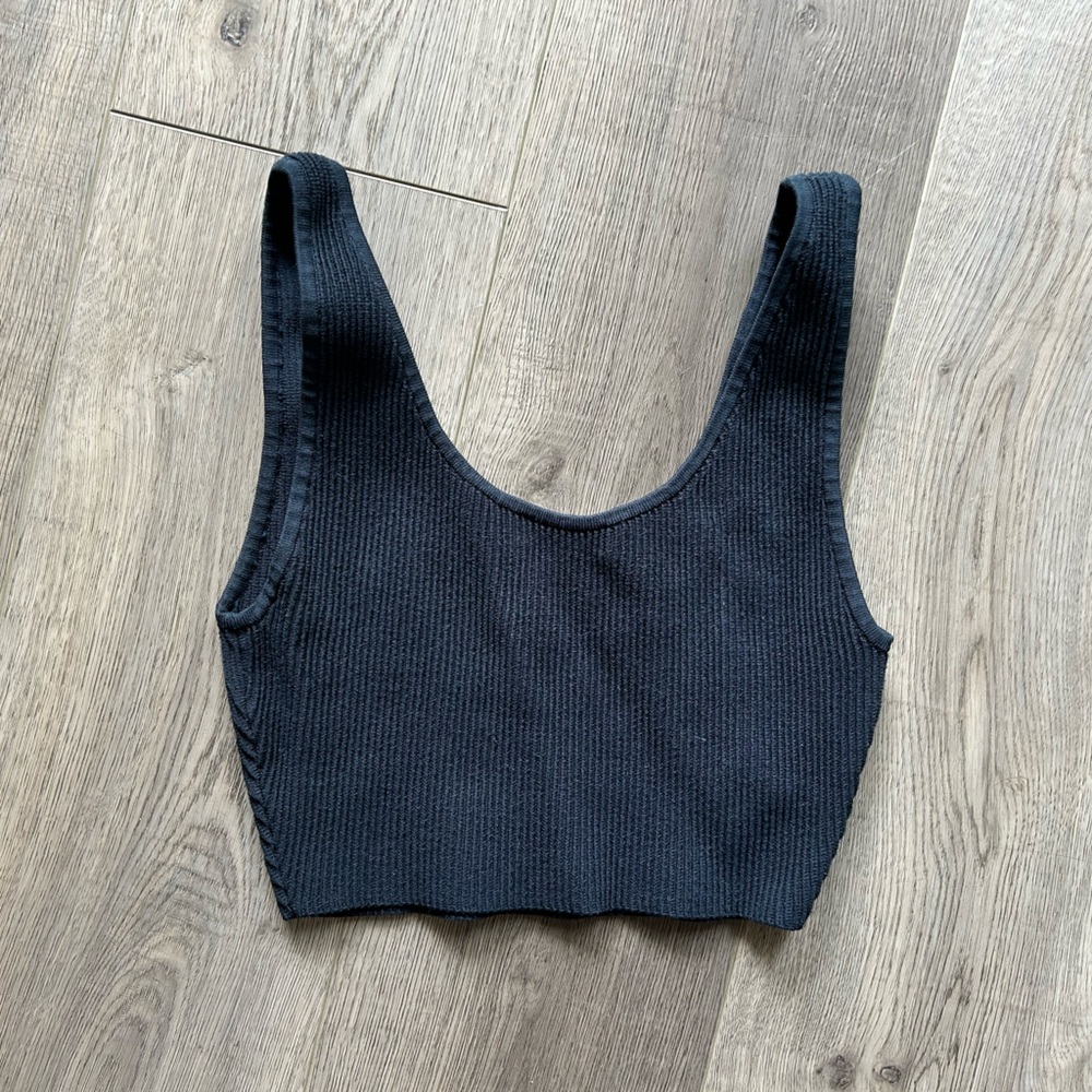 Aritzia Babaton Navy Blue Sculpt Knit Ribbed Tank